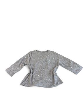 Zara Trafaluc Pearl Embellished Grey Sweater